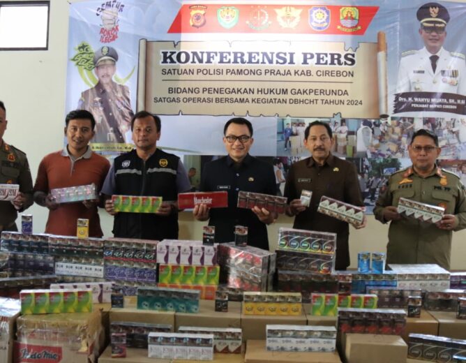 Operasi Gencar Pemkab Cirebon, Satpol PP Sita Ratusan Ribu Batang Rokok Ilegal